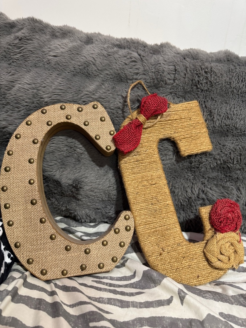 Rustic Burlap & Jute Decorative Letters C